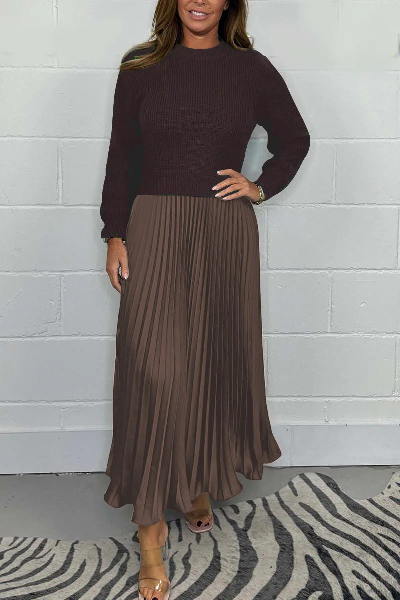 Cozy Knit Pleated Dress