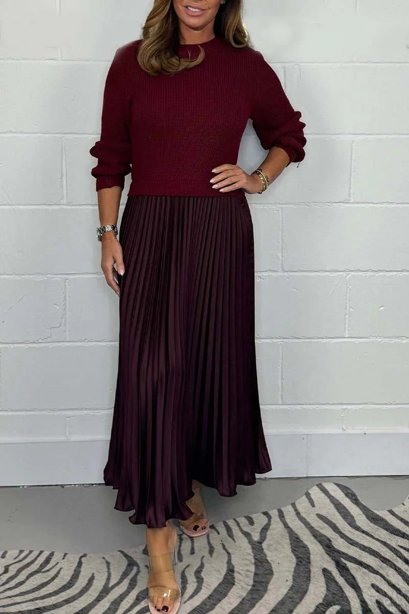 Cozy Knit Pleated Dress